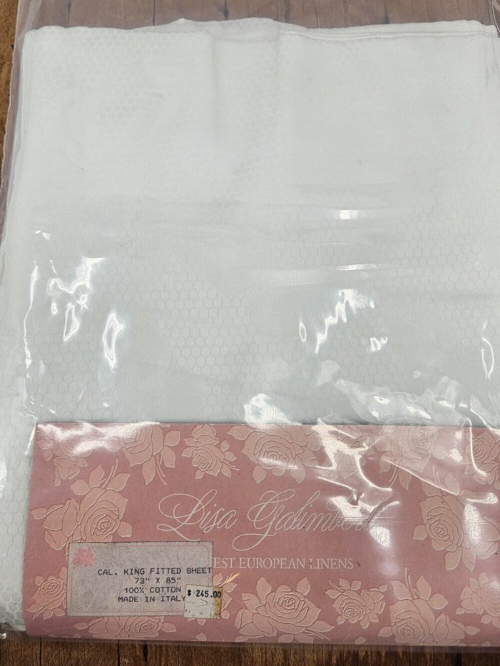 New Lisa Galimberti Cal King Fitted Sheet White Butterflies Cotton Damask